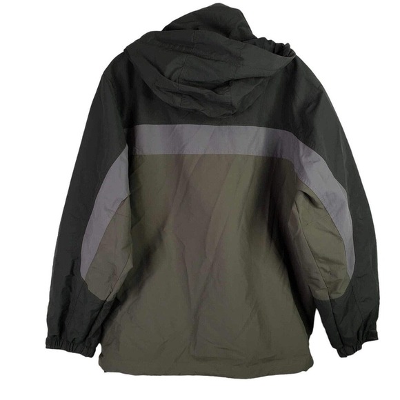 LL Bean Jacket Classic Full Zip Lined Nylon Mens Small Green Hood Midweight - Picture 3 of 11